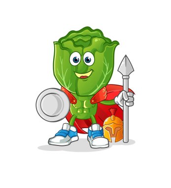 cabbage head cartoon spartan character. mascot vector