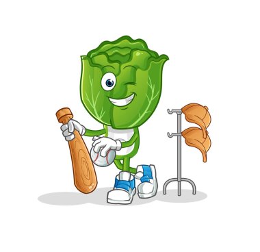 cabbage head cartoon playing baseball mascot. cartoon vector