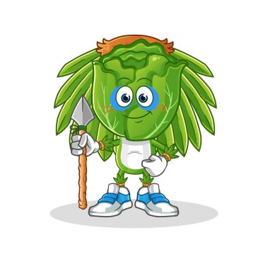 cabbage head cartoon tribal man mascot. cartoon vector