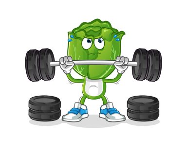 cabbage head cartoon lifting the barbell character. cartoon vector