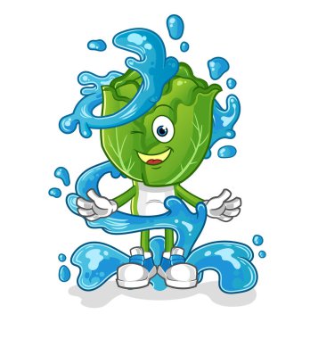 cabbage head cartoon fresh with water mascot. cartoon vector