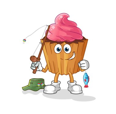 cupcake fisherman illustration. character vector