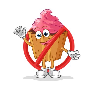 say no to cupcake mascot. cartoon vector