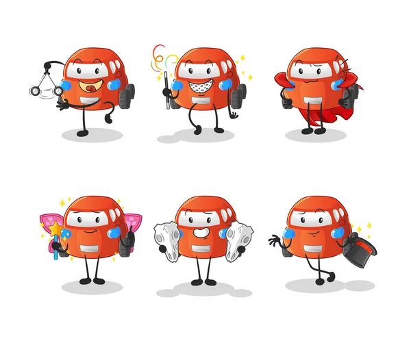 Car Magic Group Character Cartoon Mascot Vector — Vettoriale Stock