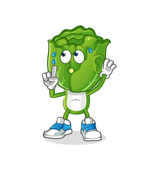 Cabbage Head Cartoon Eavesdropping Vector Cartoon Character — Stock Vector