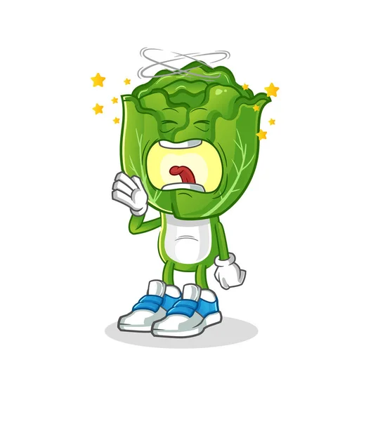 Cabbage Head Cartoon Yawn Character Cartoon Mascot Vector — Wektor stockowy