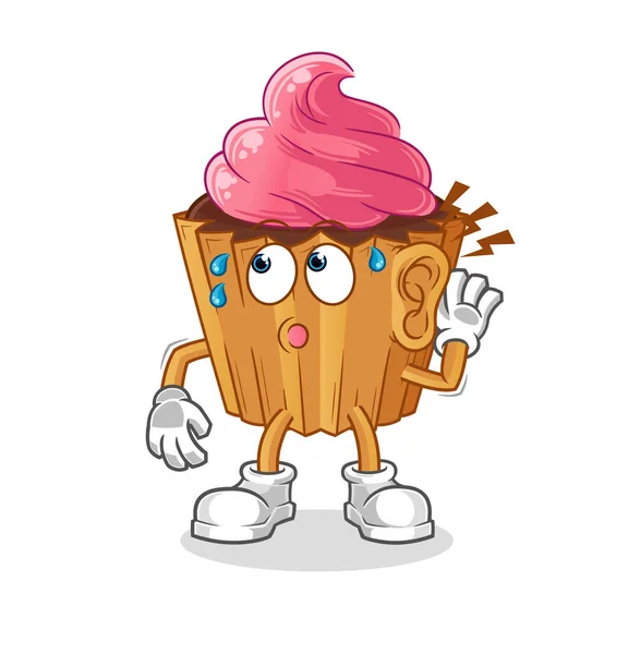 Cupcake Eavesdropping Vector Cartoon Character — ストックベクタ