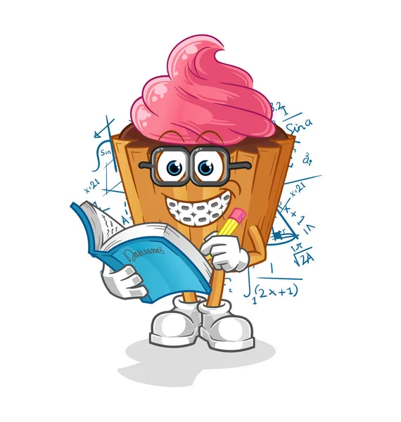 Cupcake Geek Cartoon Vetor Mascote Desenhos Animados — Vetor de Stock