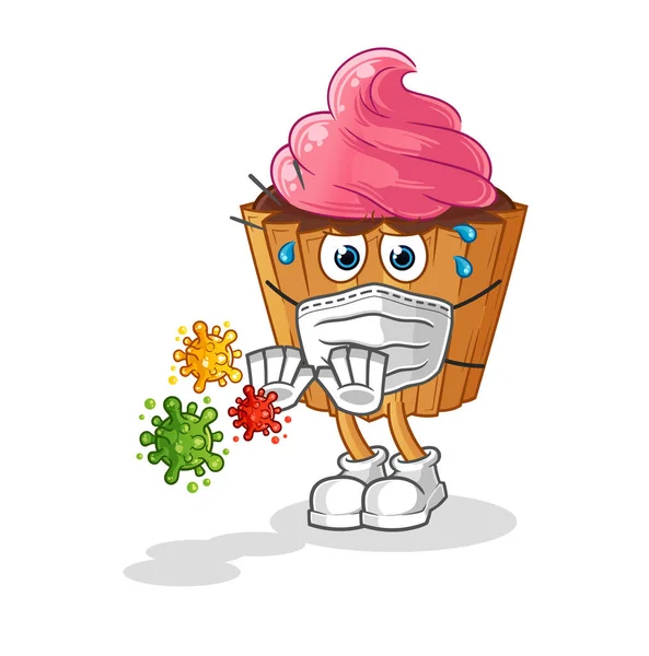 Cupcake Refuse Viruses Cartoon Cartoon Mascot Vector — Wektor stockowy
