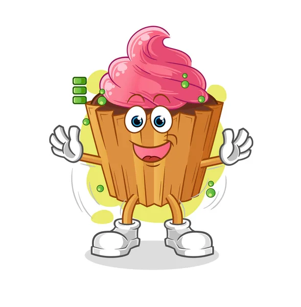 Personagem Bateria Cheia Cupcake Vetor Mascote Desenhos Animados — Vetor de Stock