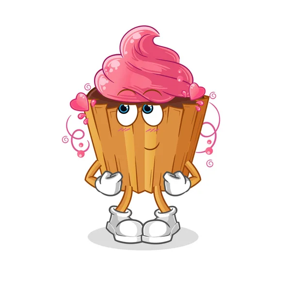 Vetor Tímido Cupcake Personagem Desenho Animado — Vetor de Stock