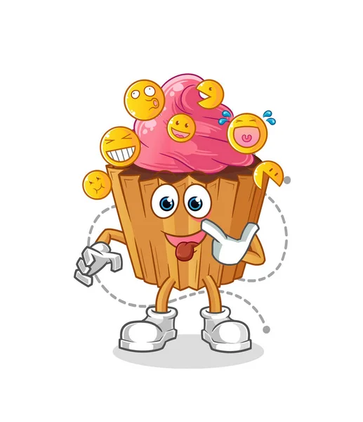 Cupcake Laugh Mock Character Cartoon Mascot Vector — Wektor stockowy