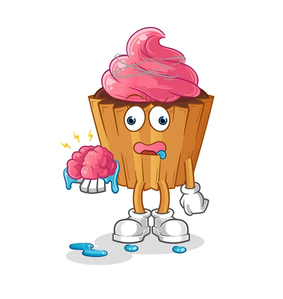 Cupcake Brain Vector Cartoon Character — Wektor stockowy