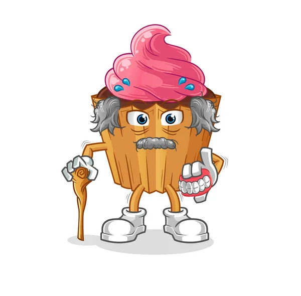 Cupcake White Haired Old Man Character Vector — Wektor stockowy