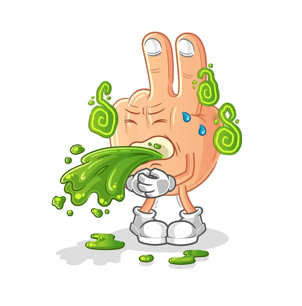 Peace Finger Head Cartoon Throw Cartoon Mascot Vector — Stockvector