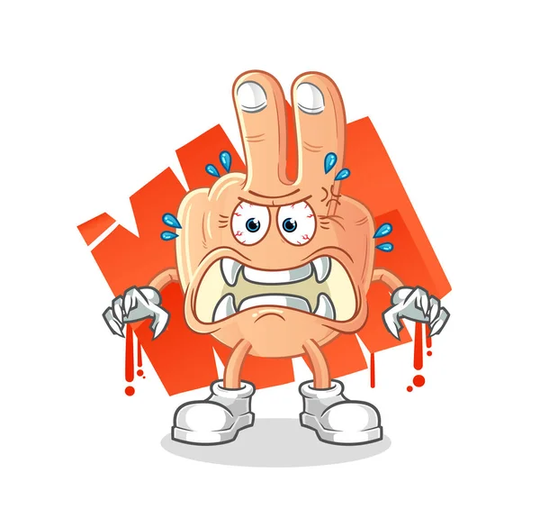 Peace Finger Head Cartoon Monster Vector Cartoon Character — Stockvektor