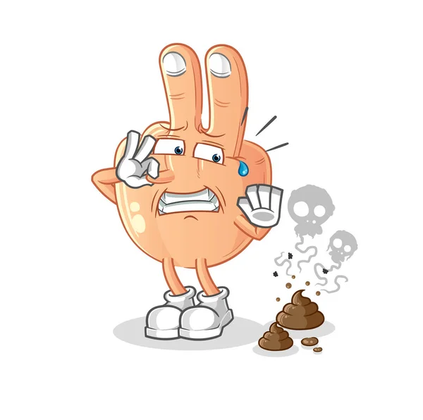 Peace Finger Head Cartoon Stinky Waste Illustration Character Vector — Stockvector