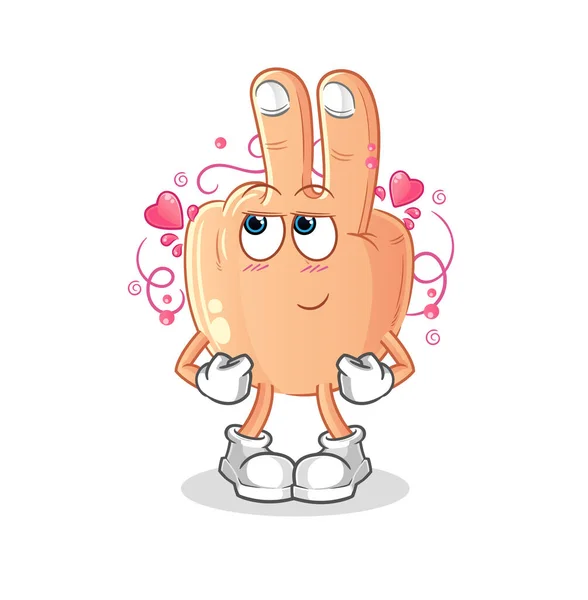 Peace Finger Head Cartoon Shy Vector Cartoon Character — Wektor stockowy