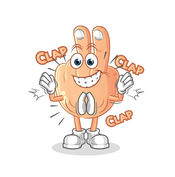 Peace Finger Head Cartoon Applause Illustration Character Vector — Stockvektor