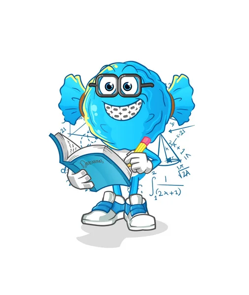 Candy Head Cartoon Geek Cartoon Mascot Vector — Vetor de Stock