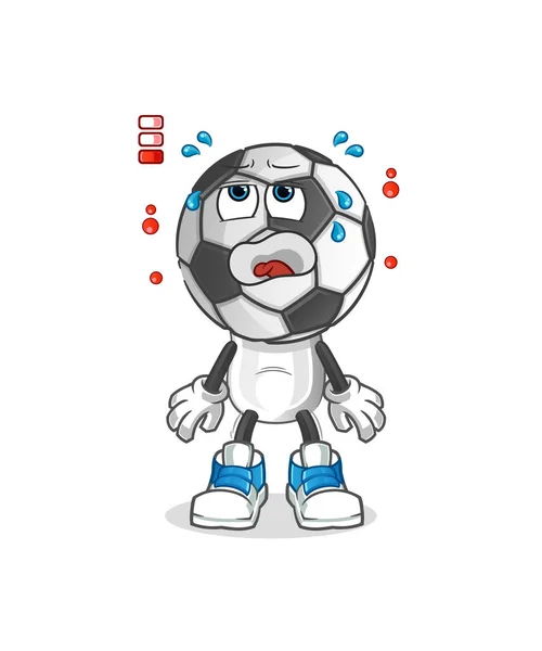 Football Head Cartoon Low Battery Mascot Cartoon Vector — Stock Vector