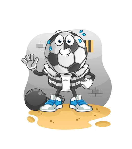 Football Head Cartoon Criminal Jail Cartoon Character — Stock Vector