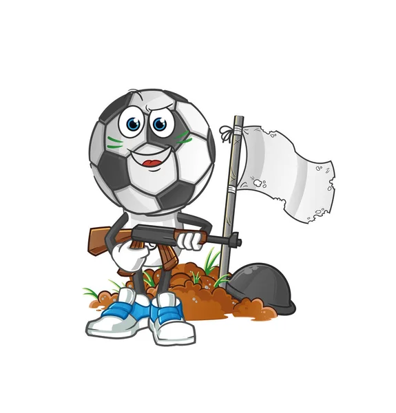 Testa Calcio Personaggio Dell Esercito Cartone Animato Vettore Della Mascotte — Vettoriale Stock