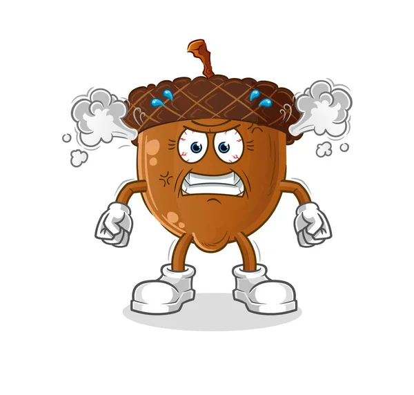 Acorn Head Cartoon Very Angry Mascot Cartoon Vector — ストックベクタ