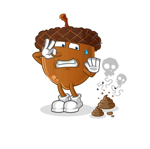 Acorn Head Cartoon Stinky Waste Illustration Character Vector — Stockvektor