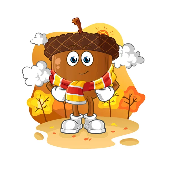 Acorn Head Cartoon Autumn Cartoon Mascot Vector — Vettoriale Stock