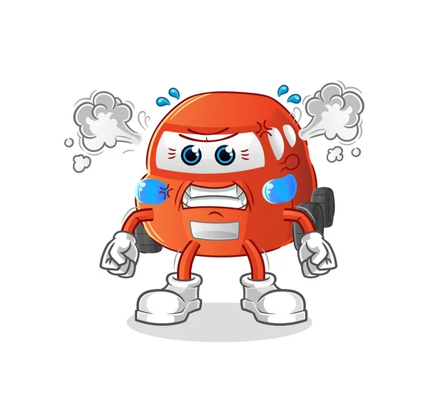 Car Very Angry Mascot Cartoon Vector — Stok Vektör