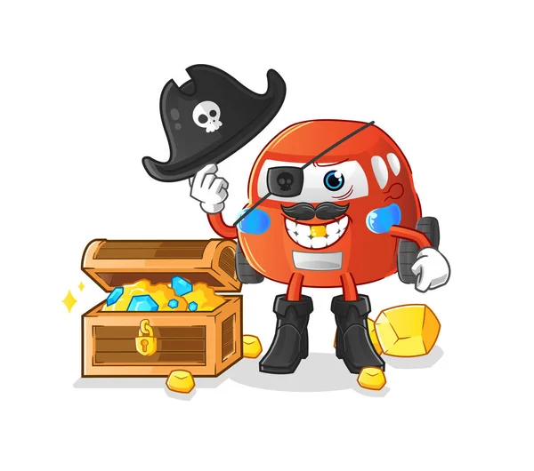 Car Pirate Treasure Mascot Cartoon Vector — Stock Vector