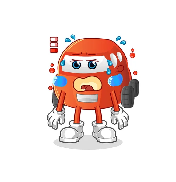 Car Low Battery Mascot Cartoon Vector — Stock vektor