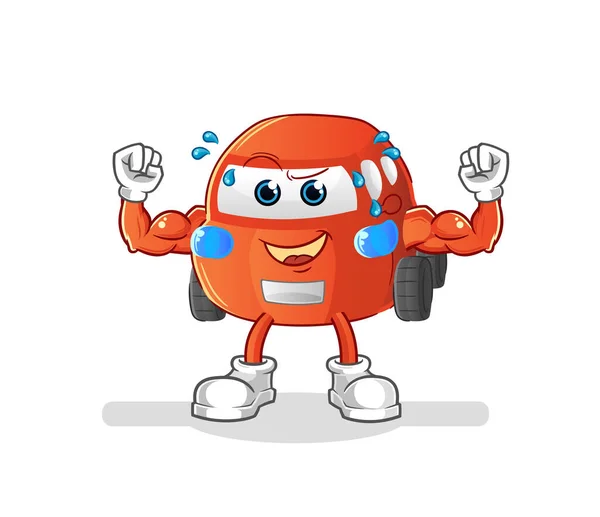 Car Muscular Cartoon Cartoon Mascot Vector — Stok Vektör