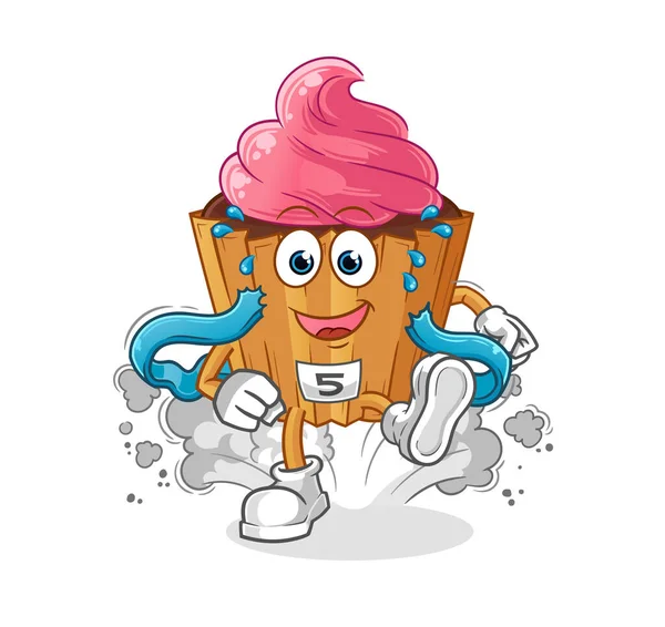 Cupcake Runner Character Cartoon Mascot Vector — Wektor stockowy