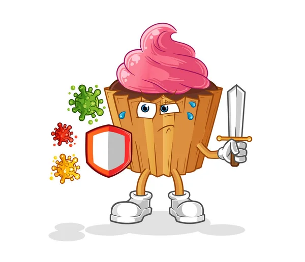 Cupcake Viruses Cartoon Cartoon Mascot Vector — Stock Vector