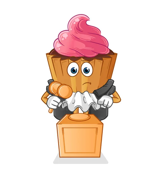 Cupcake Judge Holds Gavel Character Vector — Stock Vector