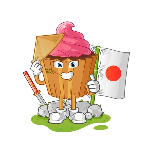 Cupcake Japanese Vector Cartoon Character — Stock vektor