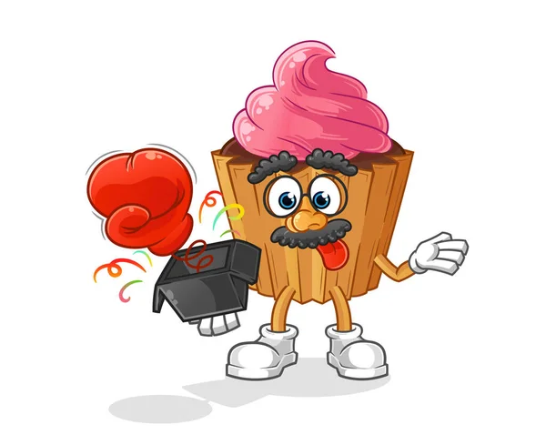 Cupcake Prank Glove Box Cartoon Mascot — Wektor stockowy