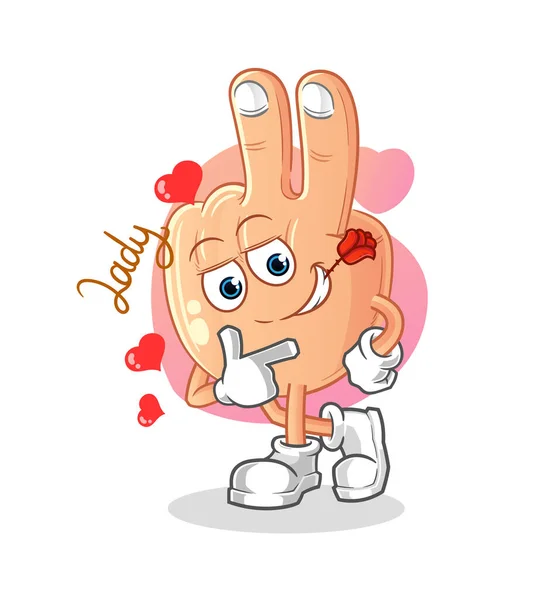 Peace Finger Head Cartoon Flirting Illustration Character Vector — Archivo Imágenes Vectoriales