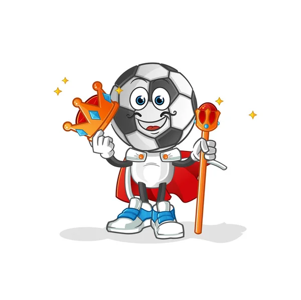 Football Head Cartoon King Vector Cartoon Character — Vettoriale Stock