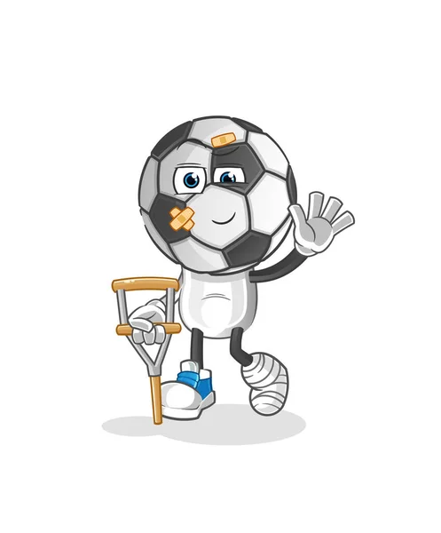 Football Head Cartoon Sick Limping Stick Cartoon Vector — Archivo Imágenes Vectoriales