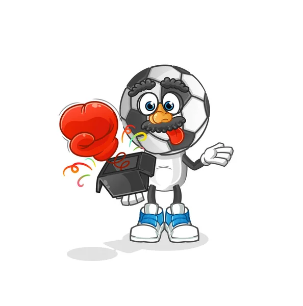 Football Head Cartoon Prank Glove Box Cartoon Mascot — Vetor de Stock