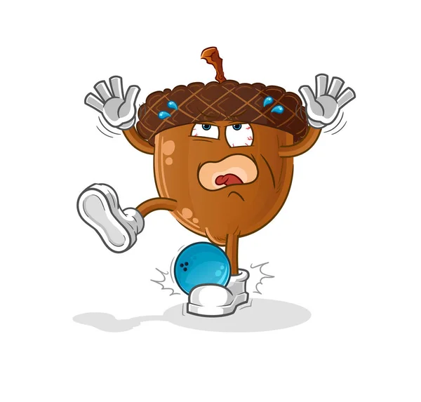 Acorn Head Cartoon Hiten Bowling Cartoon Mascot Vector — ストックベクタ