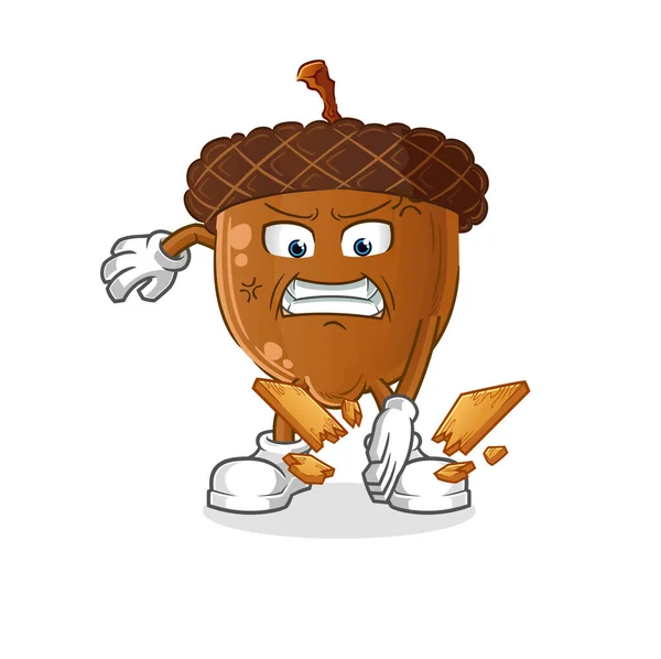 Acorn Head Cartoon Karate Mascot Cartoon Vector — Stockvektor