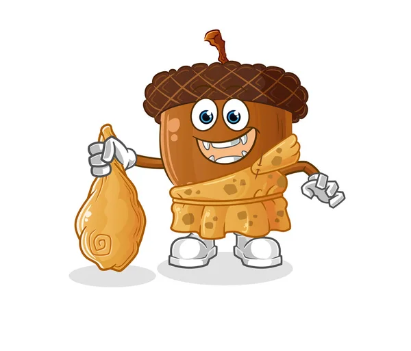 Acorn Head Cartoon Ancient Cartoon Mascot Vector — Stok Vektör