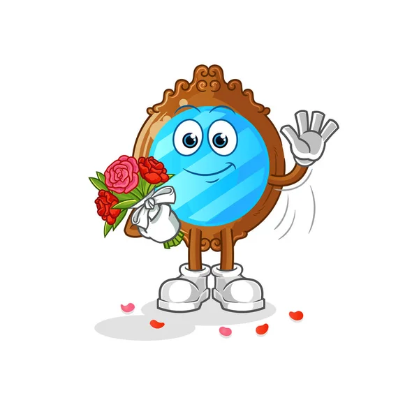 Mirror Bouquet Mascot Cartoon Vector — Vector de stock