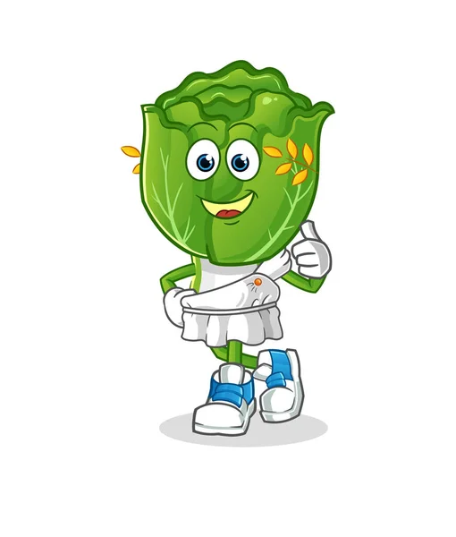 Cabbage Head Cartoon Greek Clothing Cartoon Mascot Vector — Wektor stockowy