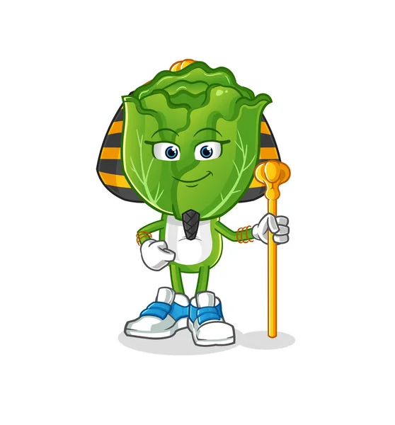 Cabbage Head Cartoon Ancient Egypt Cartoon Mascot Vector — Stock vektor