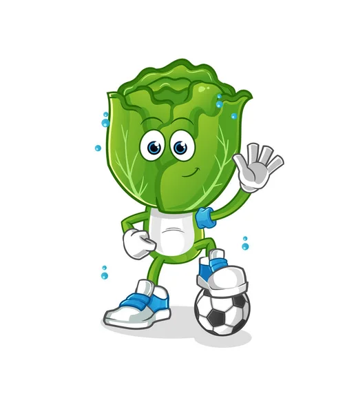 Λάχανο Κεφάλι Κινούμενα Σχέδια Που Παίζουν Ποδόσφαιρο Εικόνα Διάνυσμα Χαρακτήρα — Διανυσματικό Αρχείο